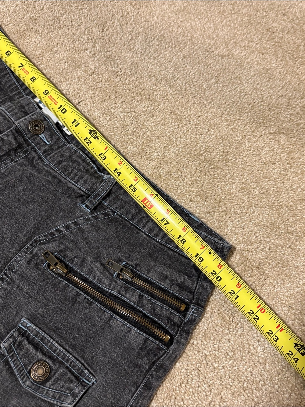 Denim 24/7 Womens Midi Jean Skirt Cargo Zip Pockets Y2K Gray, Sz 24W - Picture 6 of 8